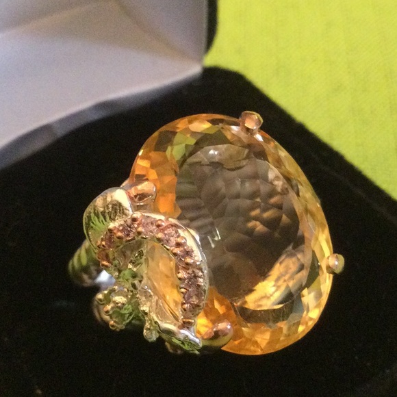 Awe Inspiring 27 CTW Genuine Citrine, Aquamarine & Pink Topaz Ring - Picture 14 of 15